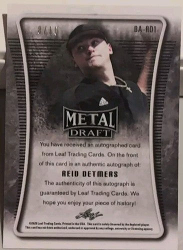 REID DETMERS 2020 Leaf Metal Draft Prospect XRC AUTO PINK WAVE PRIZM #/10 Angels