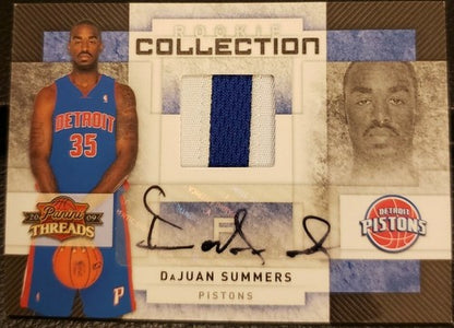 DaJUAN SUMMERS 2009-10 Panini Threads RC DUAL AUTO Jersey PATCH SP #2/25 Pistons