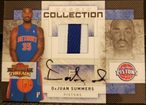 DaJUAN SUMMERS 2009-10 Panini Threads RC DUAL AUTO Jersey PATCH SP #2/25 Pistons