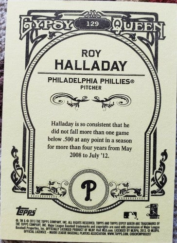 ROY HALLADAY 2013 Topps Gypsy Queen BLUE Framed SP #/499 Philadelphia Phillies