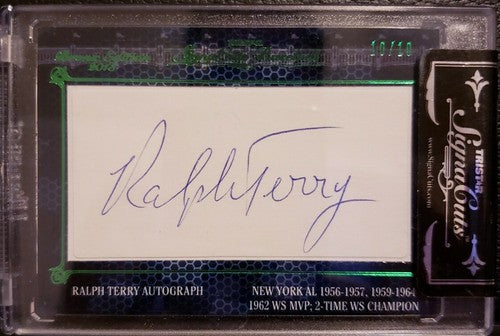 RALPH TERRY 2013 TriStar SignaCuts Bronx Edition Cut AUTO Green SP 10/10 Yankees