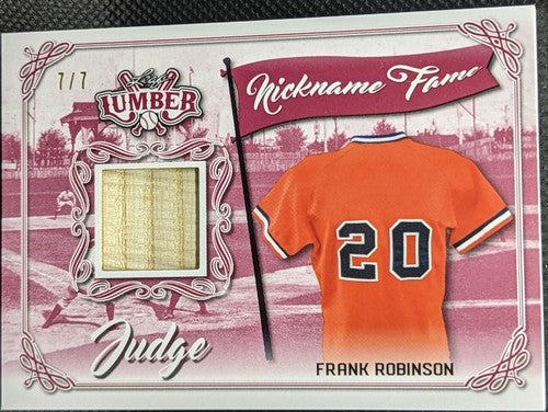 ð´ FRANK ROBINSON 2021 Leaf Lumber Nickname Judge Game Used BAT #/7 Orioles Reds