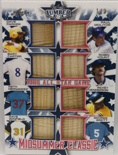Rickey HENDERSON Paul MOLITOR Robin YOUNT George BRETT 2021 Leaf Lumber 8 BAT /3