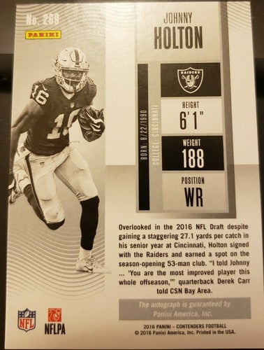 JOHNNY HOLTON 2016 Panini Contenders Championship AUTO Autograph SP #/99 Raiders