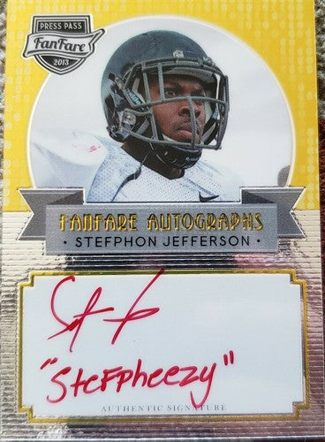 STEFPHON JEFFERSON 2013 Red Ink Rookie AUTO Autograph Nickname Inscription Gold