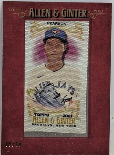 NATE PEARSON 2021 Topps Allen & Ginter RED SILK CLOTH MINI RC SP #9/10 Blue Jays