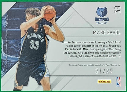 MARC GASOL 2010-11 Panini Prestige Game Used Worn JERSEY Foil SP #/25 Grizzlies
