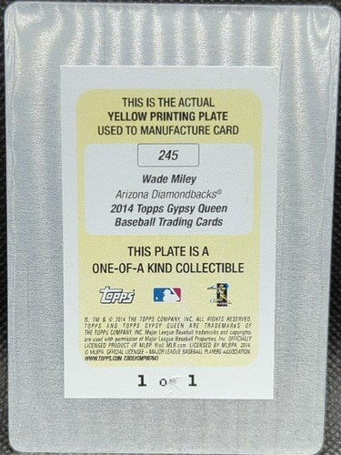 WADE MILEY 2014 Topps Gypsy Queen PRINTING PLATE SP 1/1 Cubs Diamondbacks One of
