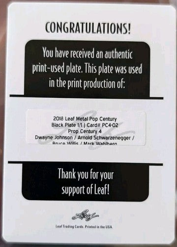 Dwayne ROCK Johnson Arnold SCHWARZENEGGER Bruce WILLIS + 2018 PRINTING PLATE 1/1