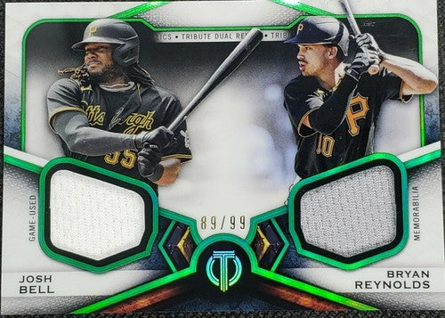 Josh BELL Bryan REYNOLDS 2021 Topps Tribute DUAL JERSEY Emerald SP #/99 Pirates