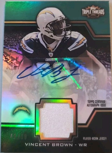 VINCENT BROWN 2011 Topps Triple Threads Unity AUTO JERSEY EMERALD #/50 Chargers