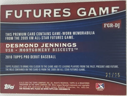 DESMOND JENNINGS 2010 Pro Debut RC JUMBO Futures Game Used Jersey GOLD #/25 Rays