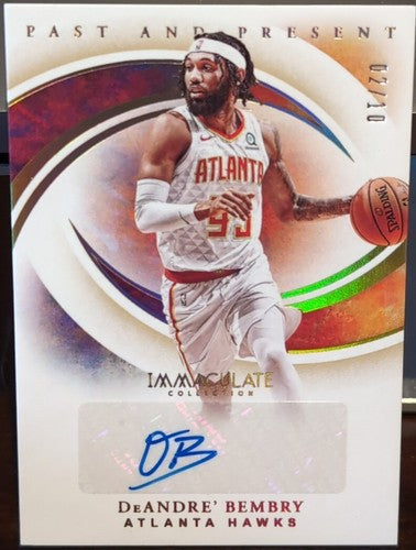 DeANDRE' BEMBRY 2019-20 Panini Immaculate Past & Present AUTO GOLD SP #/10 Hawks