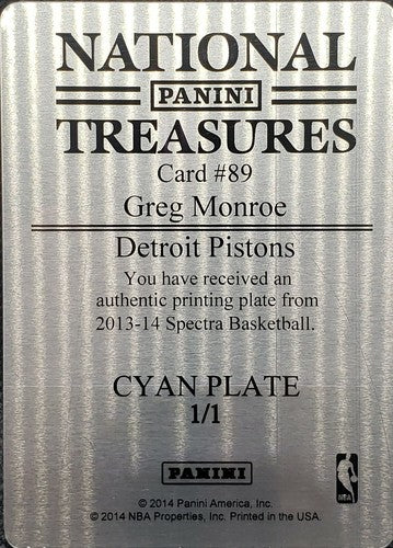 GREG MONROE 2013-14 Panini Spectra PRINTING PLATE SP #1/1 Pistons Wizards One of