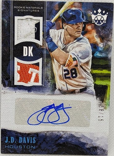 J. D. DAVIS 2018 Panini Diamond Kings AUTO DUAL Jersey LOGO PATCH #/15 Astros JD