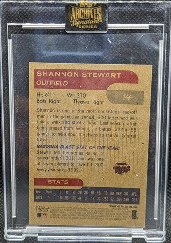 SHANNON STEWART 2022 Topps Archives Signature Series 2004 Bazooka AUTO 1/1 Twins