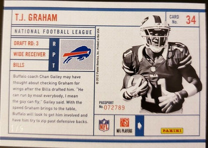 T.J. GRAHAM 2012 Panini Prestige Passport The National SP #1/5 EBAY 1/1 Bills TJ