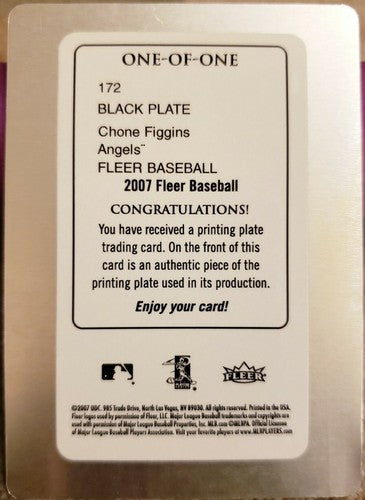 CHONE FIGGINS 2007 Fleer MLB Black PRINTING PLATE SP #1/1 Anaheim Angels Dodgers