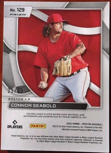 CONNOR SEABOLD 2022 Spectra RC DUAL AUTO JUMBO Jersey LETTER PATCH #/25 Red Sox