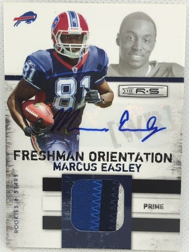 MARCUS EASLEY 2010 Panini Rookies & Stars DUAL RC AUTO JERSEY PATCH SP /10 Bills