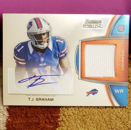 T.J. GRAHAM 2012 Bowman Sterling Dual AUTO Jersey Patch Relic #BSAR-TJG Bills TJ