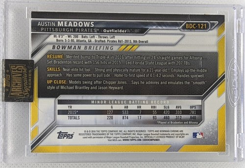 AUSTIN MEADOWS 2022 Topps Archives 2016 Bowman Draft Chrome AUTO SP #1/1 Pirates