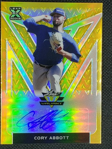 CORY ABBOTT 2020 Leaf Valiant XRC Yellow GOLD Prospect Rookie AUTO #/10 Cubs RC