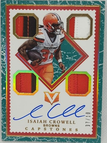 ISAIAH CROWELL 2017 Panini Vertex DUAL AUTO QUAD JERSEY PATCH Marble #/10 Browns