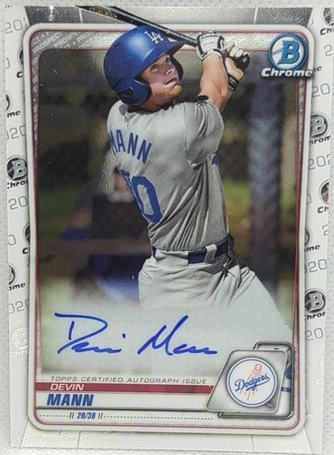 DEVIN MANN 2020 Topps Bowman Chrome Rookie Prospect RC AUTO SP LA Dodgers Royals