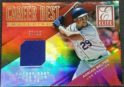 ADRIAN BELTRE 2015 Panini Elite Career Best Game Used Jersey PATCH #7/10 Dodgers