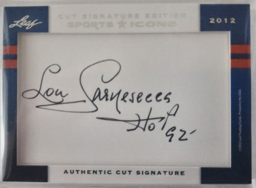 Denny CRUM Lou CARNESECCA 2012 Leaf Sports Icons DUAL Hall Of Fame CUT AUTO #5/5