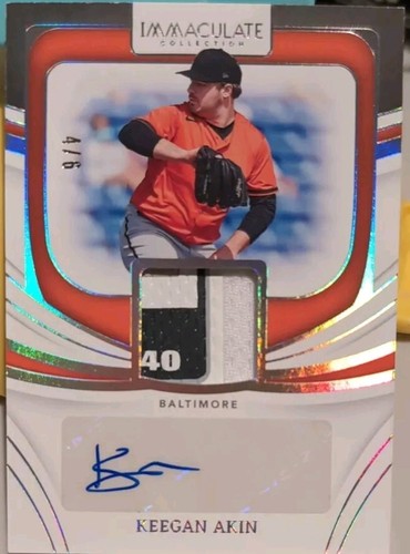 KEEGAN AKIN 2022 Panini Immaculate DUAL AUTO JERSEY LAUNDRY TAG PATCH /6 Orioles