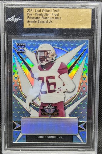 ASANTE SAMUEL JR 2021 Leaf Valiant Pre-Production PROOF RC #1/1 Chargers One of