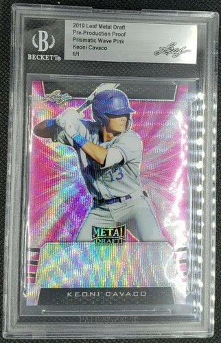 KEONI CAVACO 2019 Leaf Metal Draft RC Pre-Production PROOF Pink SP #1/1 Twins
