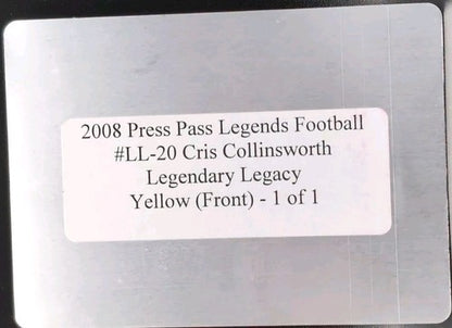 CRIS COLLINSWORTH 2008 Press Pass Legends PRINTING PLATE SP #1/1 Bengals Florida