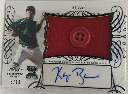 KY BUSH 2021 Leaf Trinity RC DUAL AUTO Jersey BUTTON PATCH Black SP #6/10 Angels