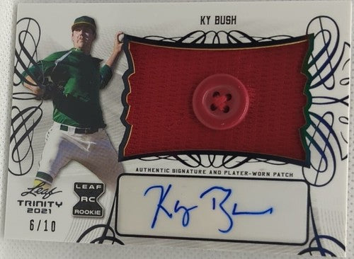 KY BUSH 2021 Leaf Trinity RC DUAL AUTO Jersey BUTTON PATCH Black SP #6/10 Angels