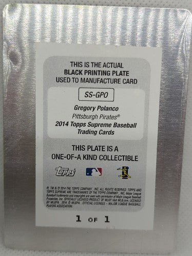 GREGORY POLANCO 2014 Topps Supreme Styling RC AUTO PRINTING PLATE SP 1/1 Pirates
