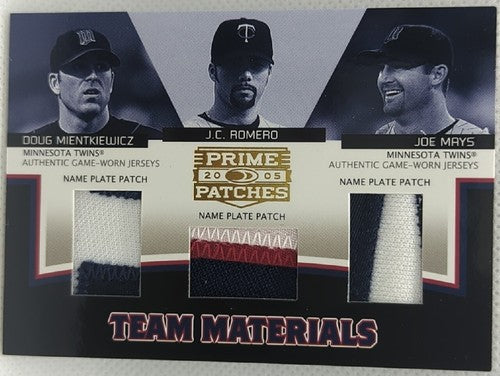 Doug MIENTKIEWICZ Joe MAYS J.C. ROMERO 2005 Prime Patches TRIPLE Name Plate #/29