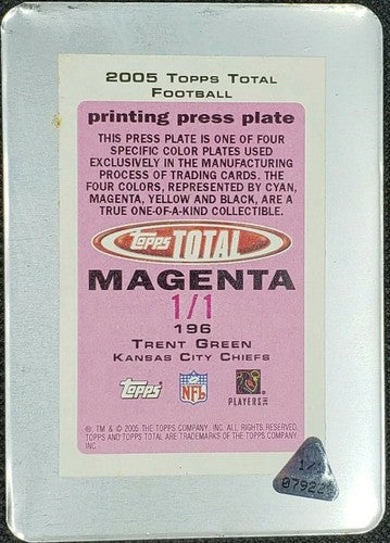 TRENT GREEN 2005 Topps Total NFL PRINTING PLATE SP #1/1 Chiefs Rams Back One of