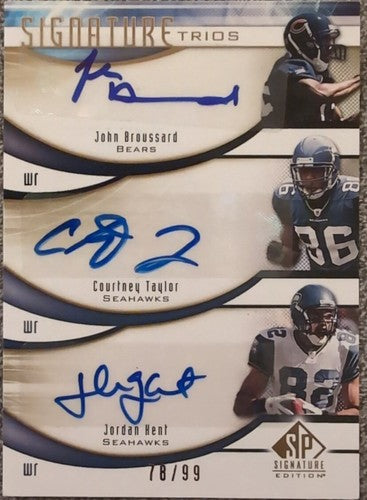 Courtney TAYLOR Jordan KENT John BROUSSARD 2009 SP Signature Trios TRIPLE AUTO #