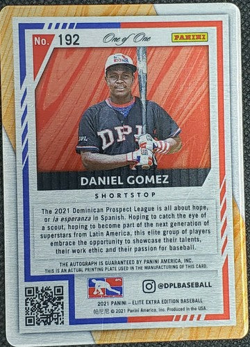 DANIEL GOMEZ 2021 Panini Elite Extra Edition AUTO PRINTING PLATE #1/1 Cleveland