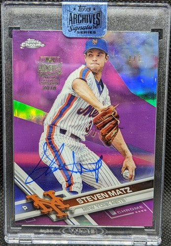 STEVEN MATZ 2018 Topps Archives Signature Series 2017 Chrome AUTO Pink #1/1 Mets