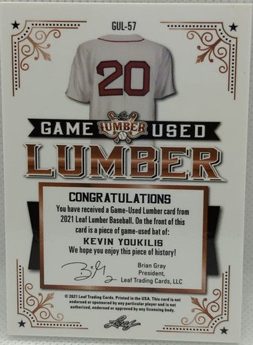 ð´ KEVIN YOUKILIS 2021 Leaf Lumber JUMBO Game Used BAT PATCH Relic #/25 Red Sox