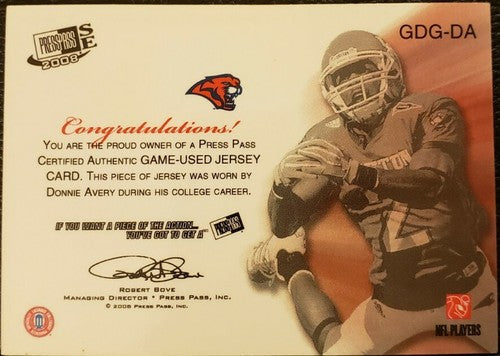 DONNIE AVERY 2008 Press Pass Signature Edition Game Used Worn Jersey #/199 Rams