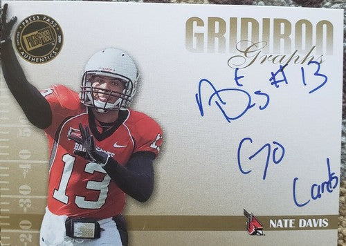 NATE DAVIS 2009 Press Pass Rookie AUTO Autograph Go Cards Inscription /25 49ers