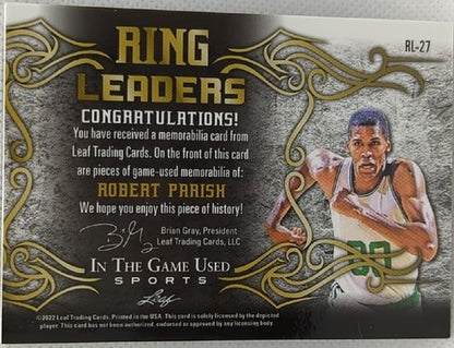 ROBERT PARISH 2022 Leaf In The Game Used DUAL Worn JERSEY RED SP #16/20 Celtics
