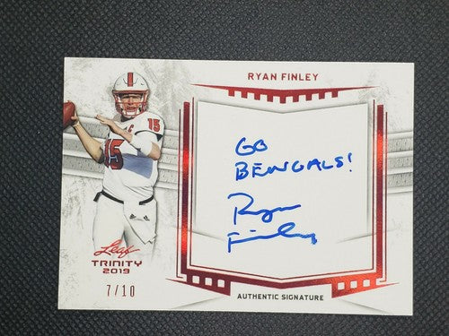 RYAN FINLEY 2019 Leaf Trinity RC Ruby Red AUTO SP #7/10 Go Bengals! Inscription