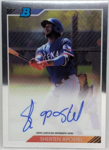 SHERTEN APOSTEL 2020 Topps Bowman Heritage Chrome 1992 RC Prospect AUTO Rangers