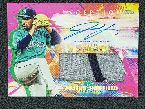 JUSTUS SHEFFIELD 2020 Topps Inception DUAL AUTO Jumbo Jersey PATCH Pink SP #/75